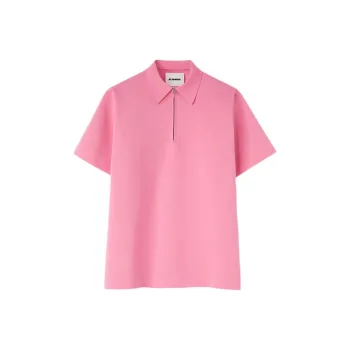 JIL SANDER Zip Detailed Straight Hem Polo Top