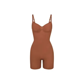 SKIMS SEAMLESS SCULPT MID THIGH BODYSUIT Bodysuits Women's Dark Red Brown/BRONZE