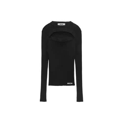 MSGM Cut Out Ribbed Knit Crewneck Jumper