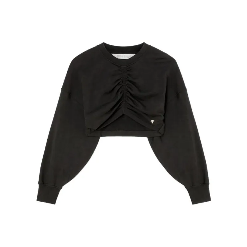 PALM ANGELS Ruched detail Cropped Sweatshirt-0