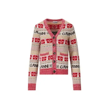 GANNI V Neck Long Sleeved Cardigan