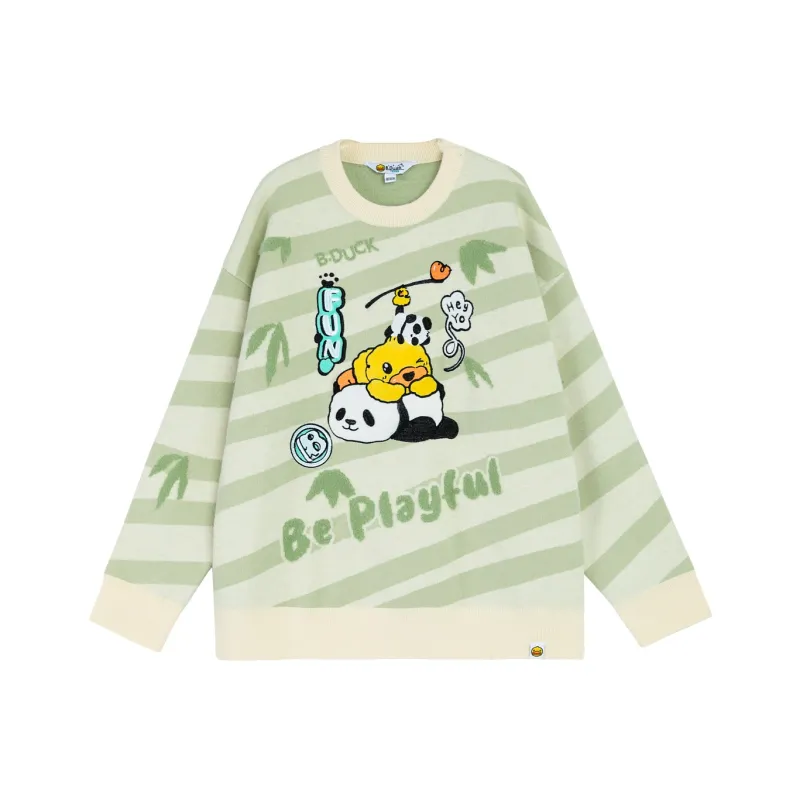B.Duck Knitwear Women's Green White Stripes-0