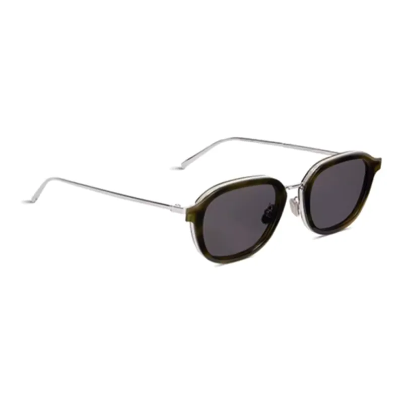 BERLUTI Acetate Metal Irregular Shape Sunglasses Unisex Khaki-1