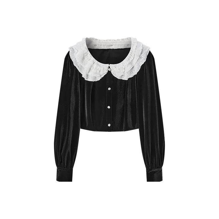 LEDIN Chiffon Shirt Women's Black-0
