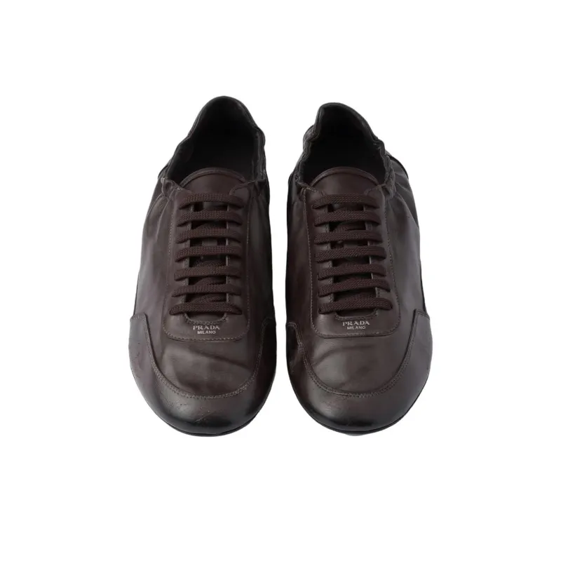 PRADA Collapse Low Top Casual Shoes Men's Brown-4