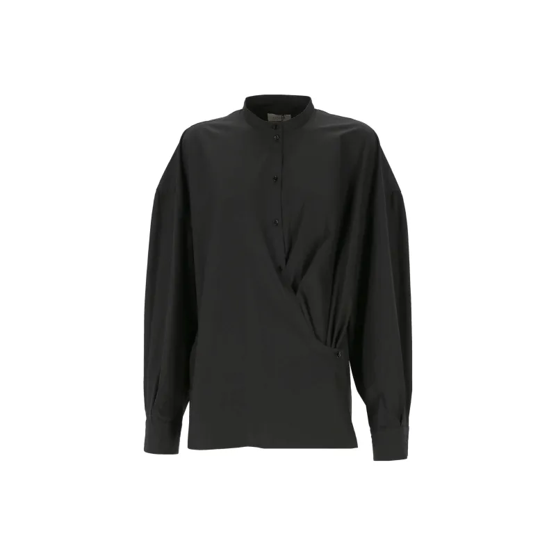 Lemaire Officer Collar Twisted Shirt 'Squid Ink'-0