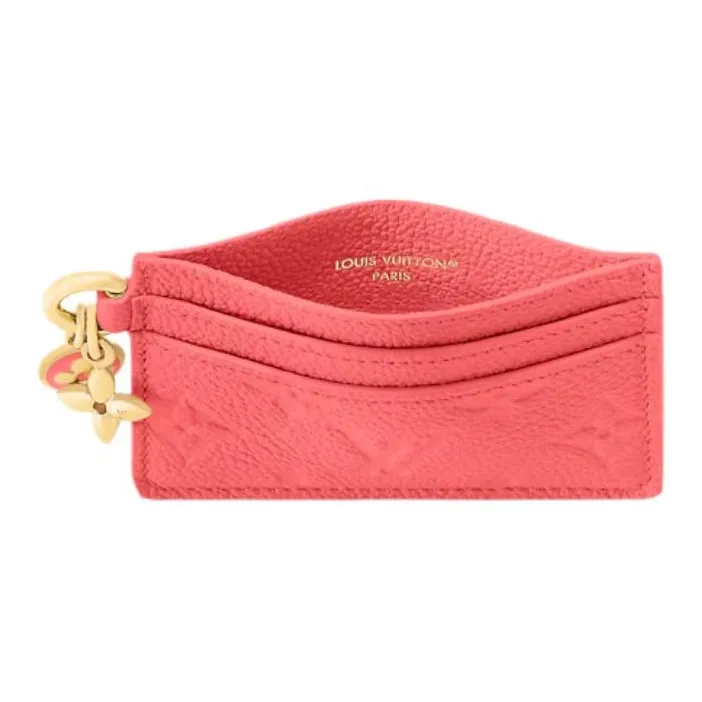 LOUIS VUITTON CHARMS Embossed Grain Cow Leather Card Holder Women's Sweet Coral-3