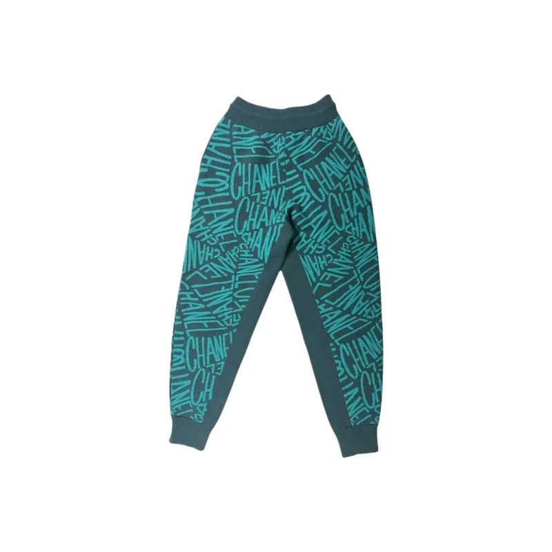 CHANEL 21N Knitted Sweatpants Women's Emerald Green-1
