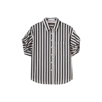 SHUIYUNJIAN Shirt Women's Navy Blue Stripes