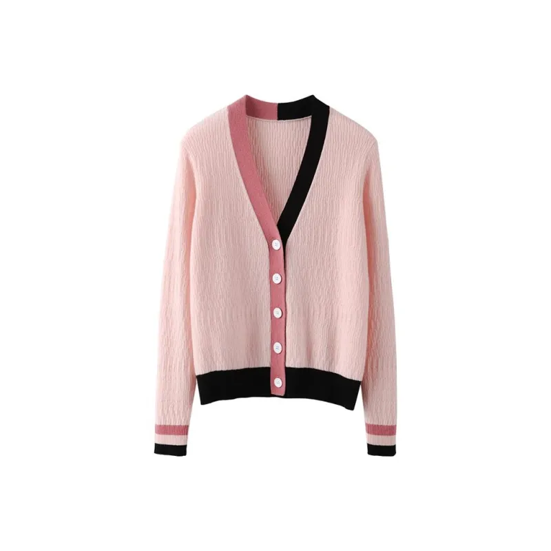 MAIGRE SIMHAT Cashmere Sweater Women's Pink+Black-0