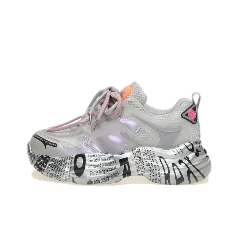 Daying Breathable Height Increase Low Top Chunky Sneakers Women's-0