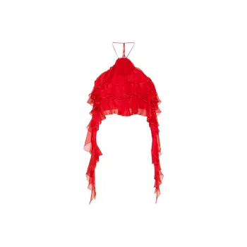 Blumarine Sash detail Ruffled Crop Top