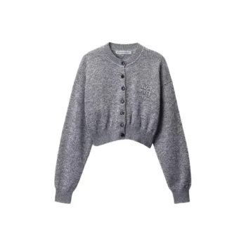 Alexander Wang Logo Debossed Cropped Cardigan