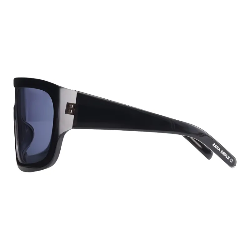 ZARA Acetate PCTG Irregular Shape Sunglasses Men's Black-2