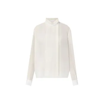 LOUIS VUITTON Pleated Front Sheer Silk Blouse