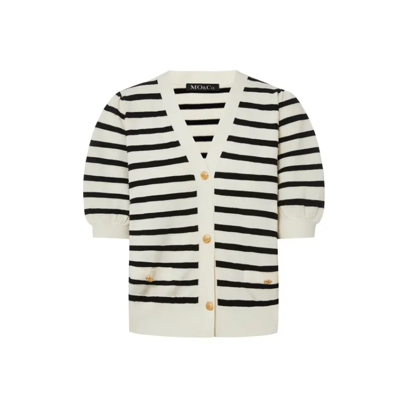 MO&CO Knitwear Women's White Black Stripes-0