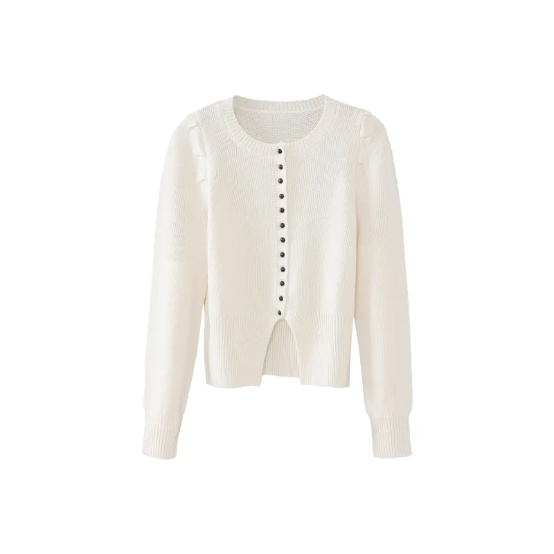 Fstudio Knitted Fabric Cardigan Women's White-0