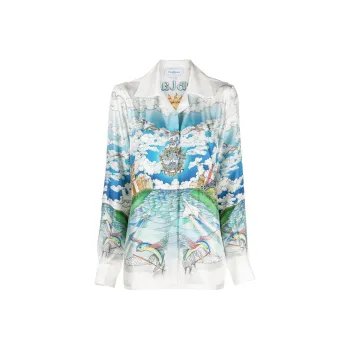 CASABLANCA Cuban Collar Long Sleeve Shirt 'White'