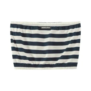 CHUU Strapless Tops Women's Navy Blue Stripes