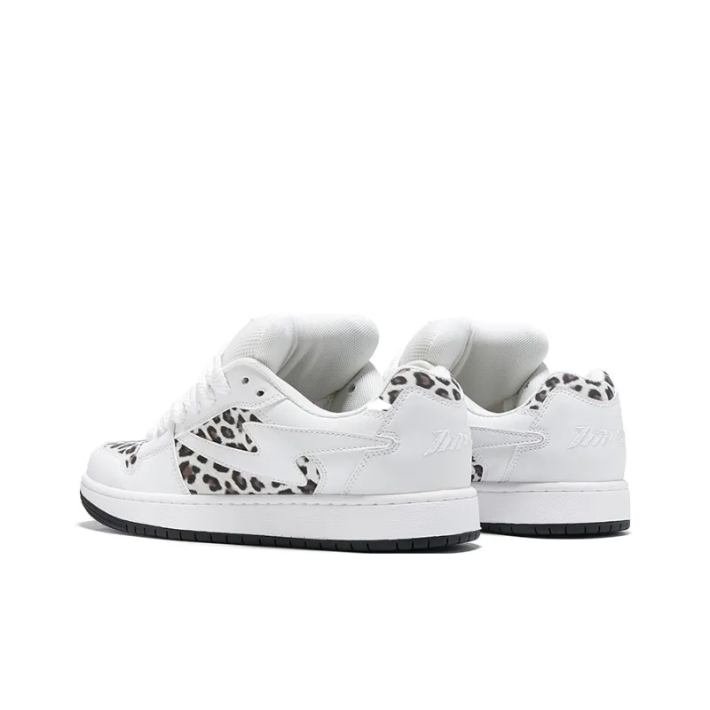 TINMUU Low Top Skateboard Shoes Unisex Leopard Print White-4