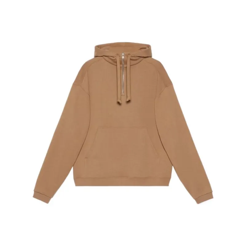 GUCCI Women's Vintage Logo Half Zip Sweatshirt Camel-0