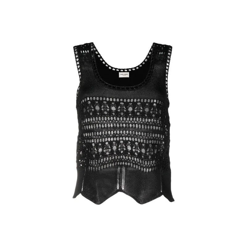 SAINT LAURENT Crochet Sleeveless Top-0
