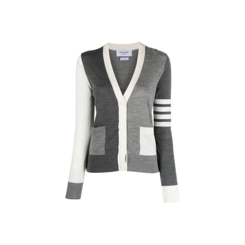 THOM BROWNE V Neck Knitted Cardigan-0