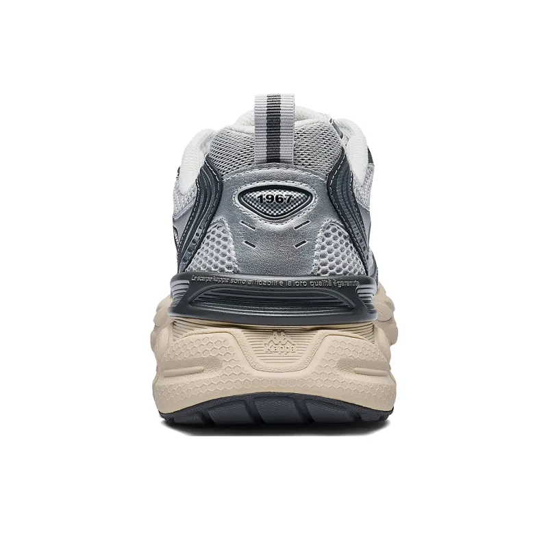 Kappa Back to Back Breathable And Lightweight Low Top Chunky Sneakers Unisex Cool Gray-3