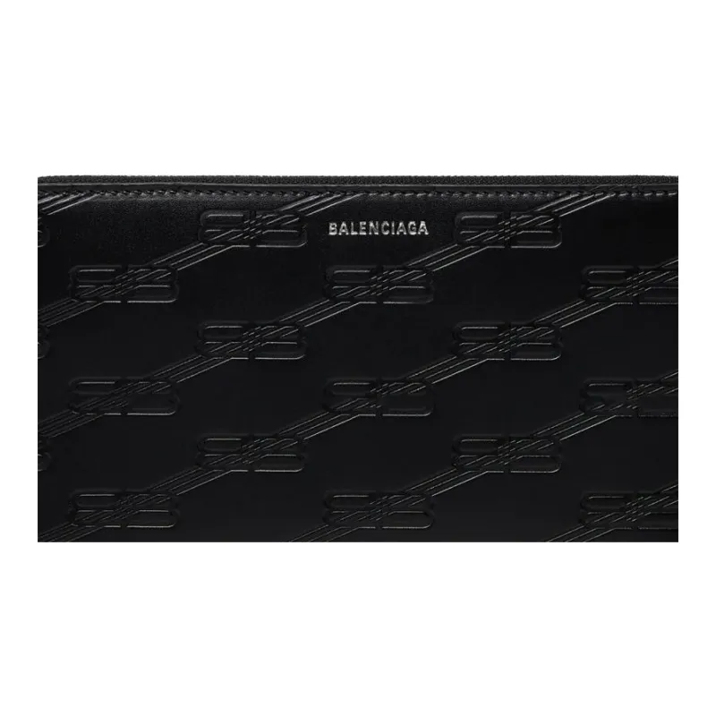 Balenciaga Phenol Cow Leather Wallet Men's Black-2