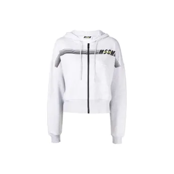MSGM Logo print Zip up Hoodie