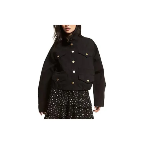 MICHAEL KORS Cotton Canvas Anorak Jackets Coats Women's Black