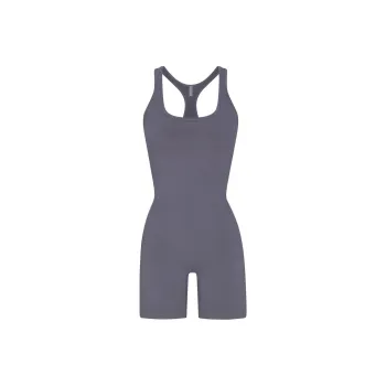 SKIMS OUTDOOR MID THIGH ONESIE Jumpsuit Women's STEEL BLUE/Steel Blue