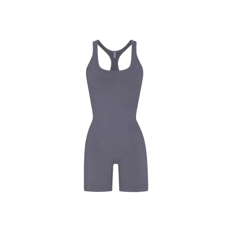 SKIMS OUTDOOR MID THIGH ONESIE Jumpsuit Women's STEEL BLUE/Steel Blue-0
