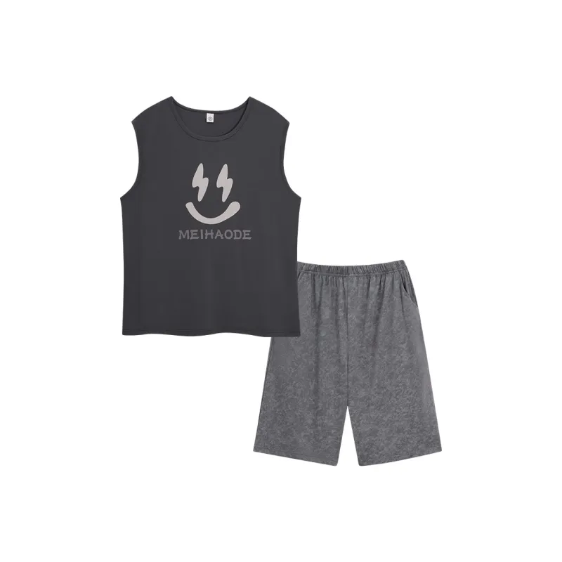 Sha Qian Pajama Set Men's Carbon Gray-0