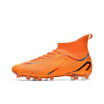 Binary FG Rubber Long Studs Slip Resistant, Abrasion Resistant, Lightweight Soccer Shoes Unisex Orange