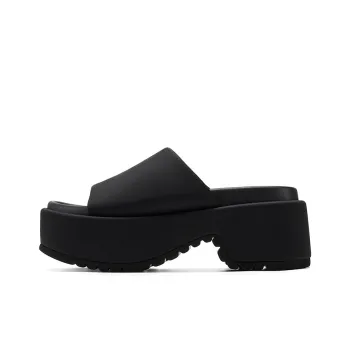 GG CC Slip Resistant Abrasion Resistant Cushioning Wedge Heel Slide Slippers Women's Black
