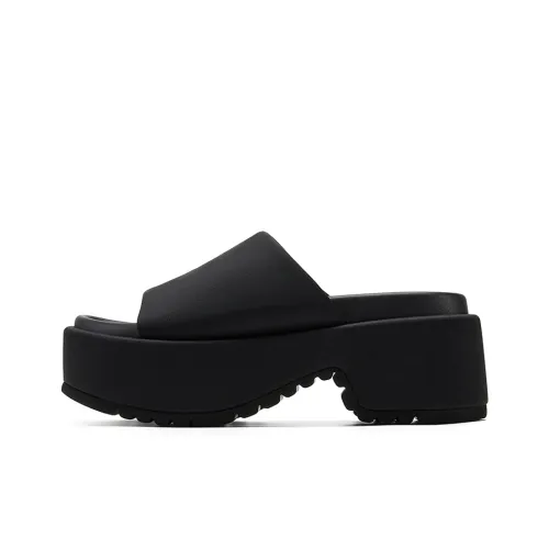 GG CC Slip Resistant Abrasion Resistant Cushioning Wedge Heel Slide Slippers Women's Black