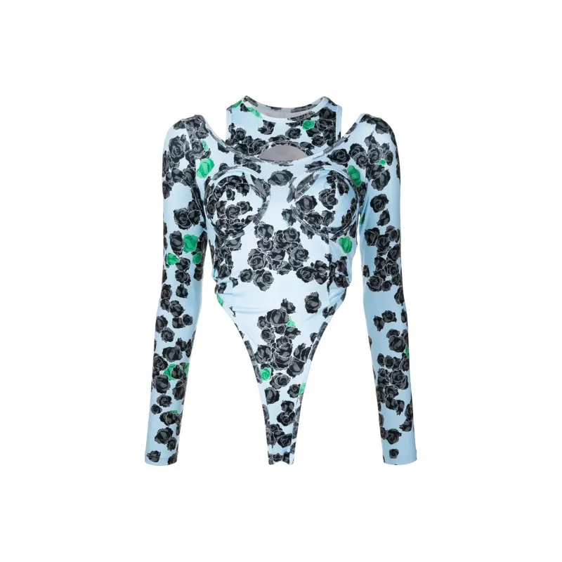 NATASHA ZINKO Rose print Long sleeved Bodysuit-0
