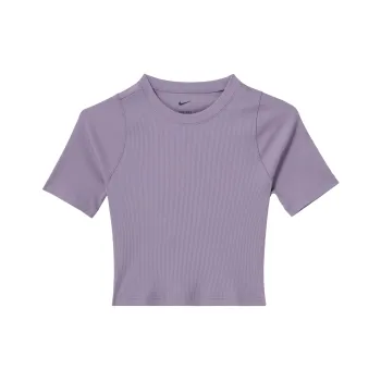 Nike Zenvy Dri FIT Women's Ribbed Short Sleeve Cropped Top 'Dark Purple'