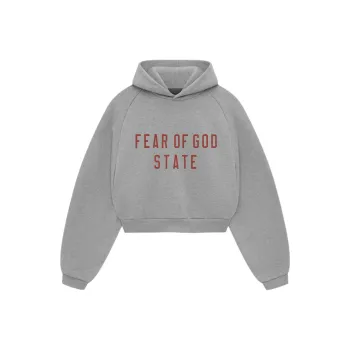 Fear Of God Essentials Fleece Cropped Hoodie 'Dark Heather'