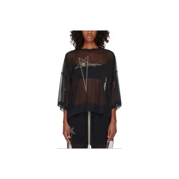 RICK OWENS Embroidered-logo Longline T-shirt