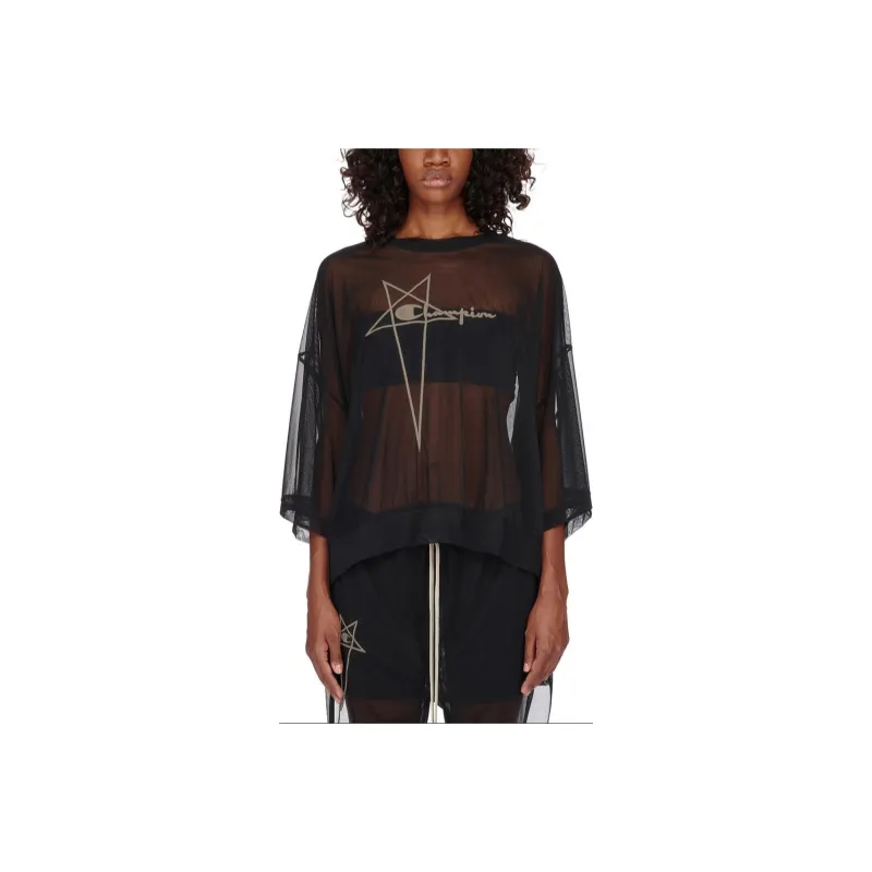 RICK OWENS Embroidered-logo Longline T-shirt-0