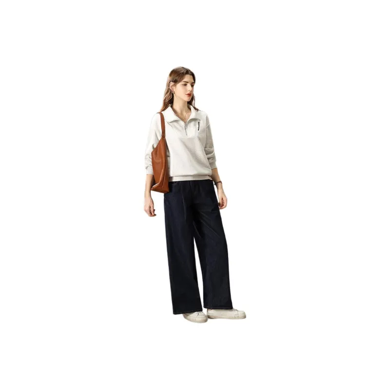 FENHONGMALI Sweatshirt Women's Light Gray-0