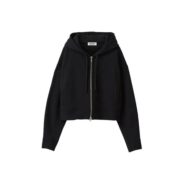 MIU MIU Zip up Cropped Hoodie-0