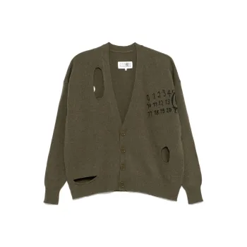 MM6 Maison Margiela Signature Numbers Motif V Neck Cardigan