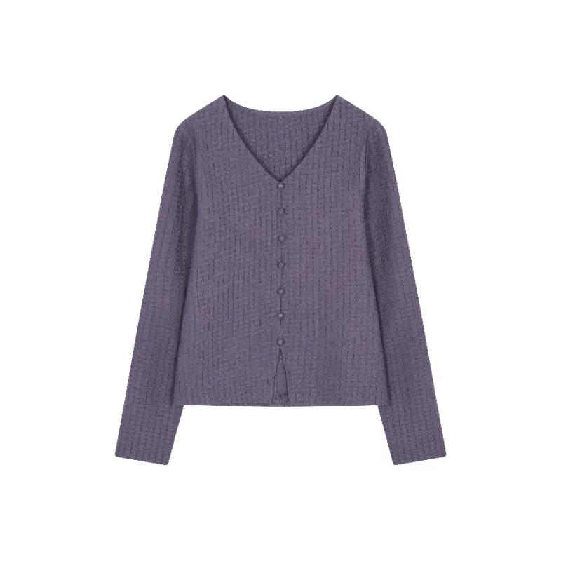 Mo Han Yi Mei Knitwear Women's Dark Reddish Purple-0