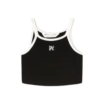 PALM ANGELS Pa Monogram Embroidered Cropped Tank Top