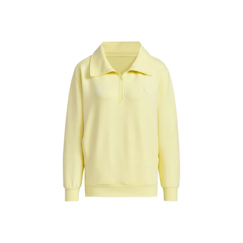 Adidas Lounge FW24 HALF-ZIP SWEATSHIRT HOODIE Sweatshirt Women's Yellow-0