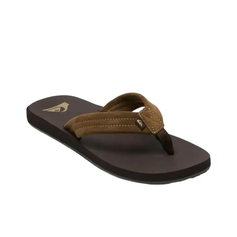 Quiksilver Rubber Sole Abrasion Resistant Flip Flops Men's Brown-1