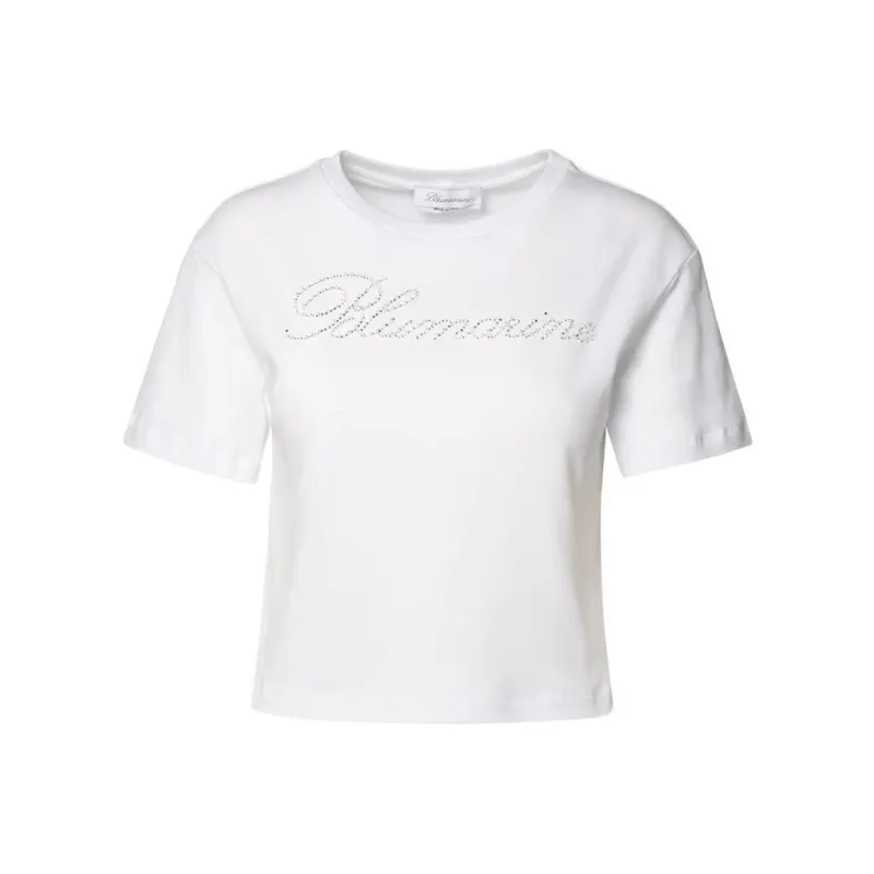 Blumarine Rhinestone Embellished Cotton T shirt-0